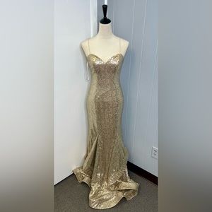 Prom dress/ formal gown Fully Gold sequined fitted gown